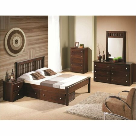 FIXTURESFIRST PD-500FCP-505CP Full Size Contempo Bed with Dual Under Bed Drawers in Dark Cappuccino FI2474133